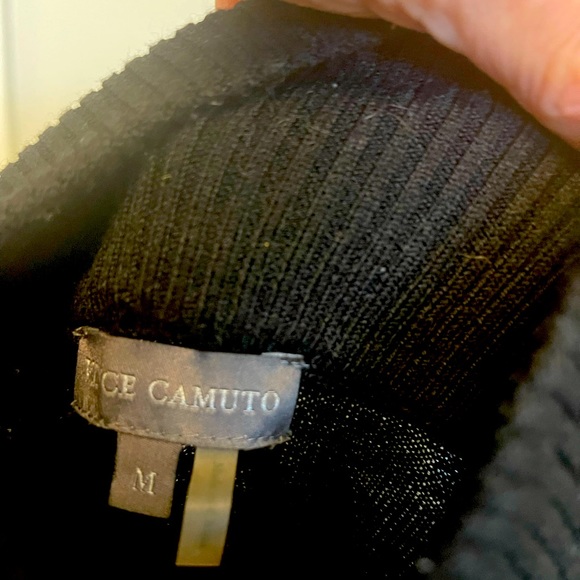 Vince Camuto Comfy Sophisticated Flattering Black Turtle neck Tunic sweater.  M - Picture 5 of 6